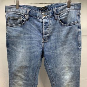 JOHN VARVATOS Wight Button Fly Old Blue Skinny Straight Jeans